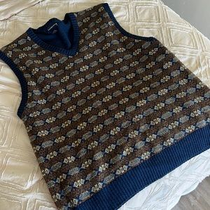 Lands End Paisley Sweater Vest Size L